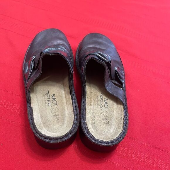 NAOT Dark Purple Brown Leather Mule Clogs Slip Ons Size 38 US 7 - Picture 3 of 9
